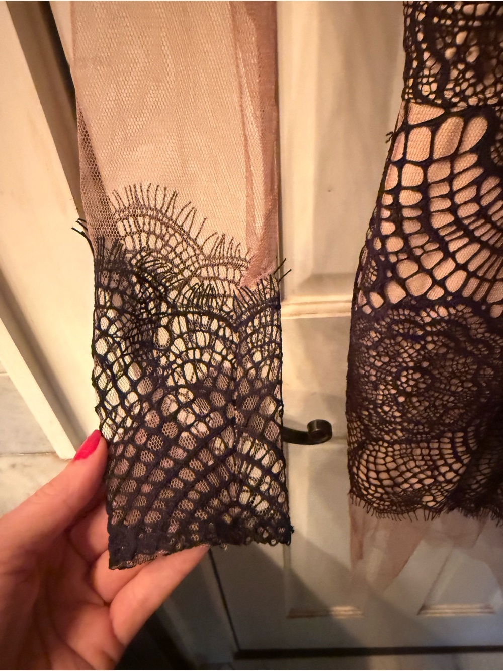 New For Love & Lemons Antigua Mini Dress Black Nude Lace Embroidery Size Medium - Picture 8 of 17